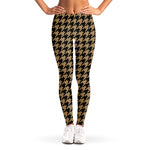 Brown And Black Houndstooth Print Women's Leggings
