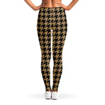 Brown And Black Houndstooth Print Women's Leggings