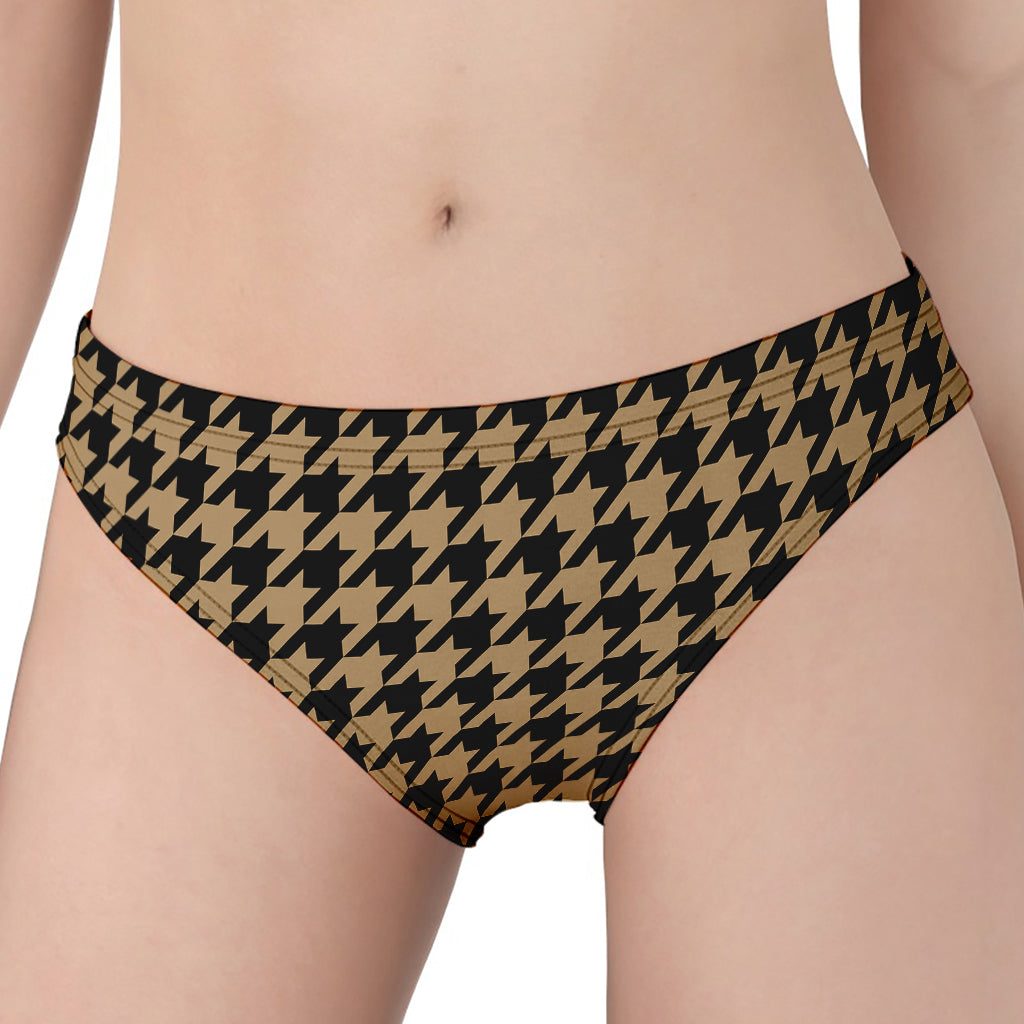 Brown And Black Houndstooth Print Women's Panties