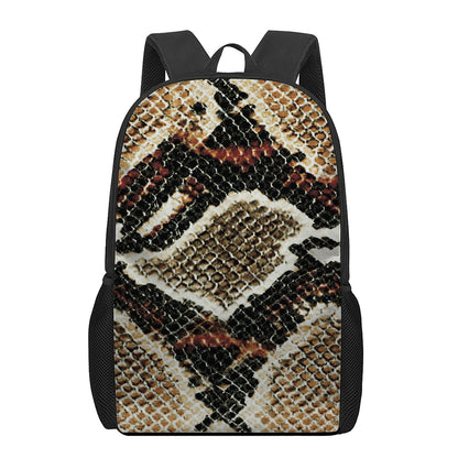 Brown And Black Snakeskin Print 17 Inch Backpack