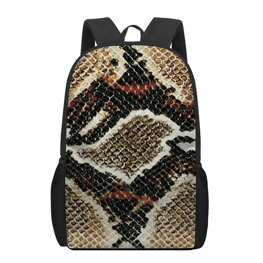 Brown And Black Snakeskin Print 17 Inch Backpack
