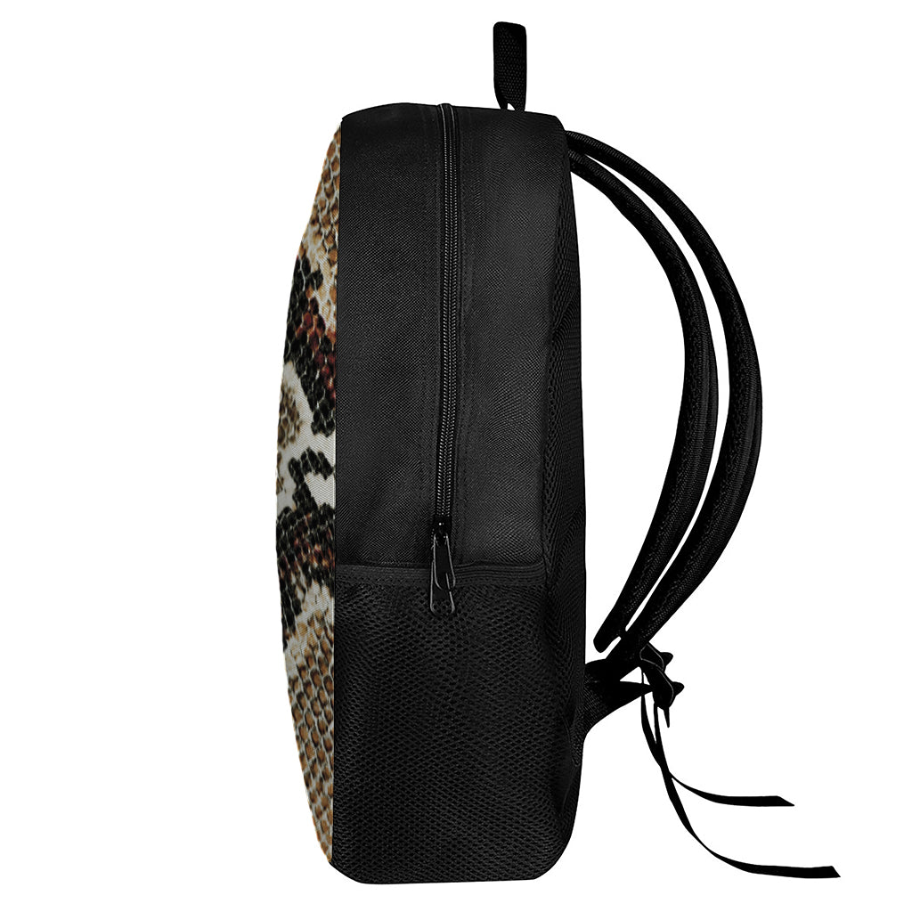Brown And Black Snakeskin Print 17 Inch Backpack