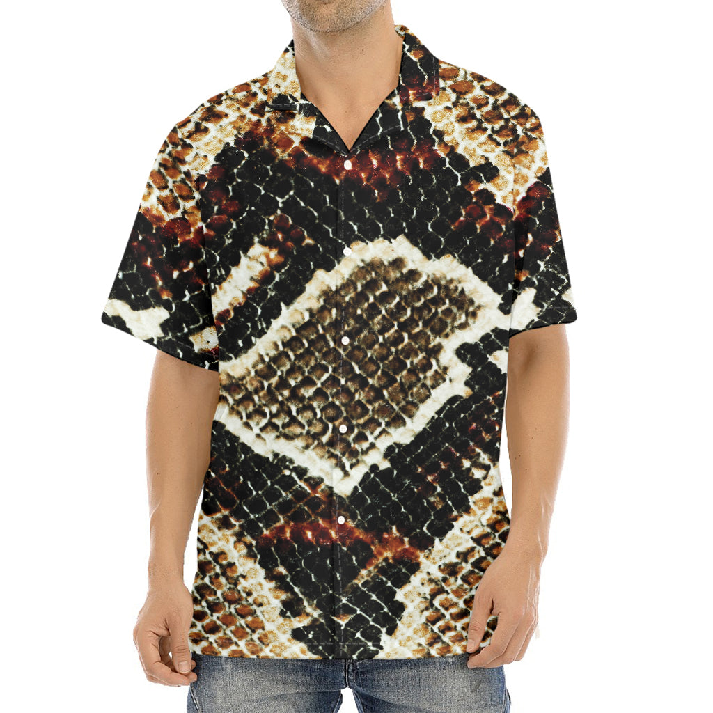 Brown And Black Snakeskin Print Aloha Shirt