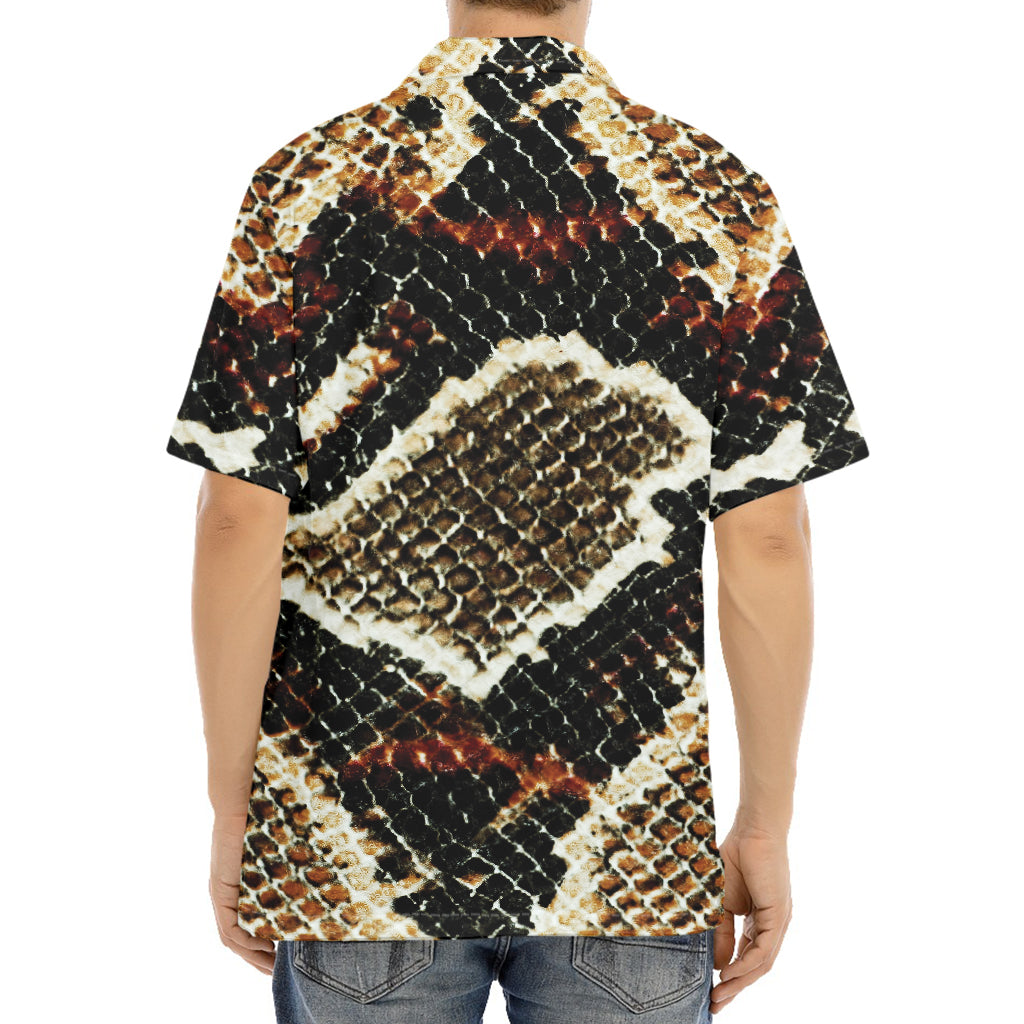 Brown And Black Snakeskin Print Aloha Shirt