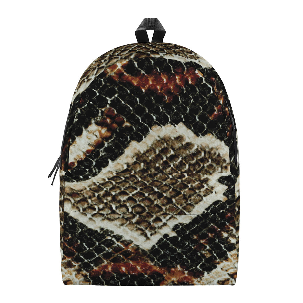 Brown And Black Snakeskin Print Backpack