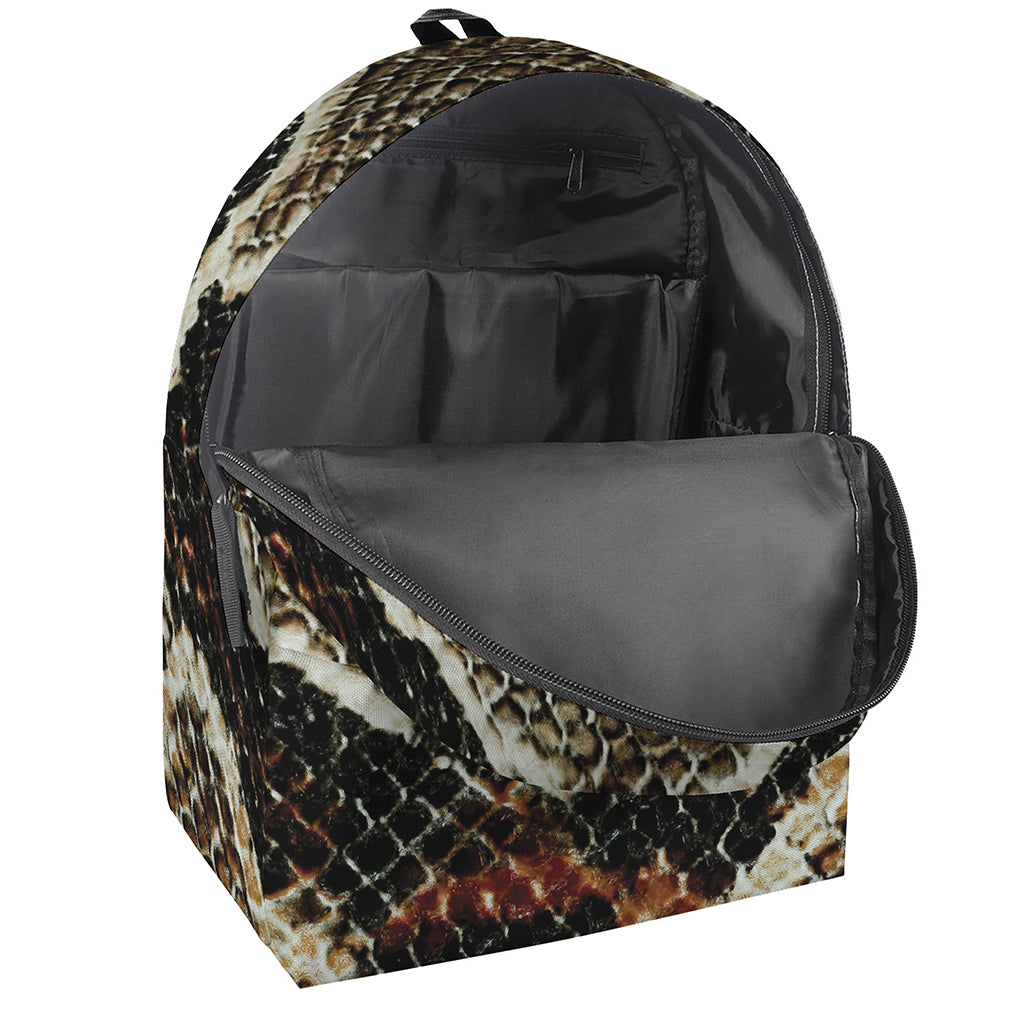 Brown And Black Snakeskin Print Backpack
