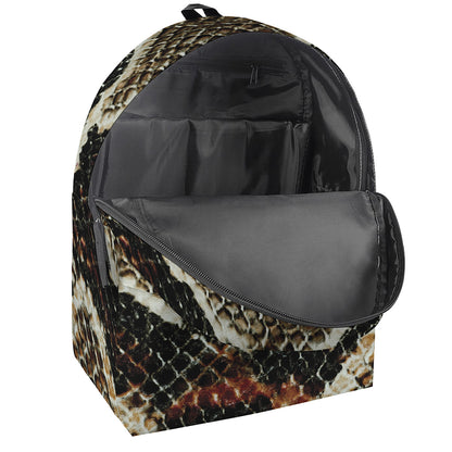 Brown And Black Snakeskin Print Backpack