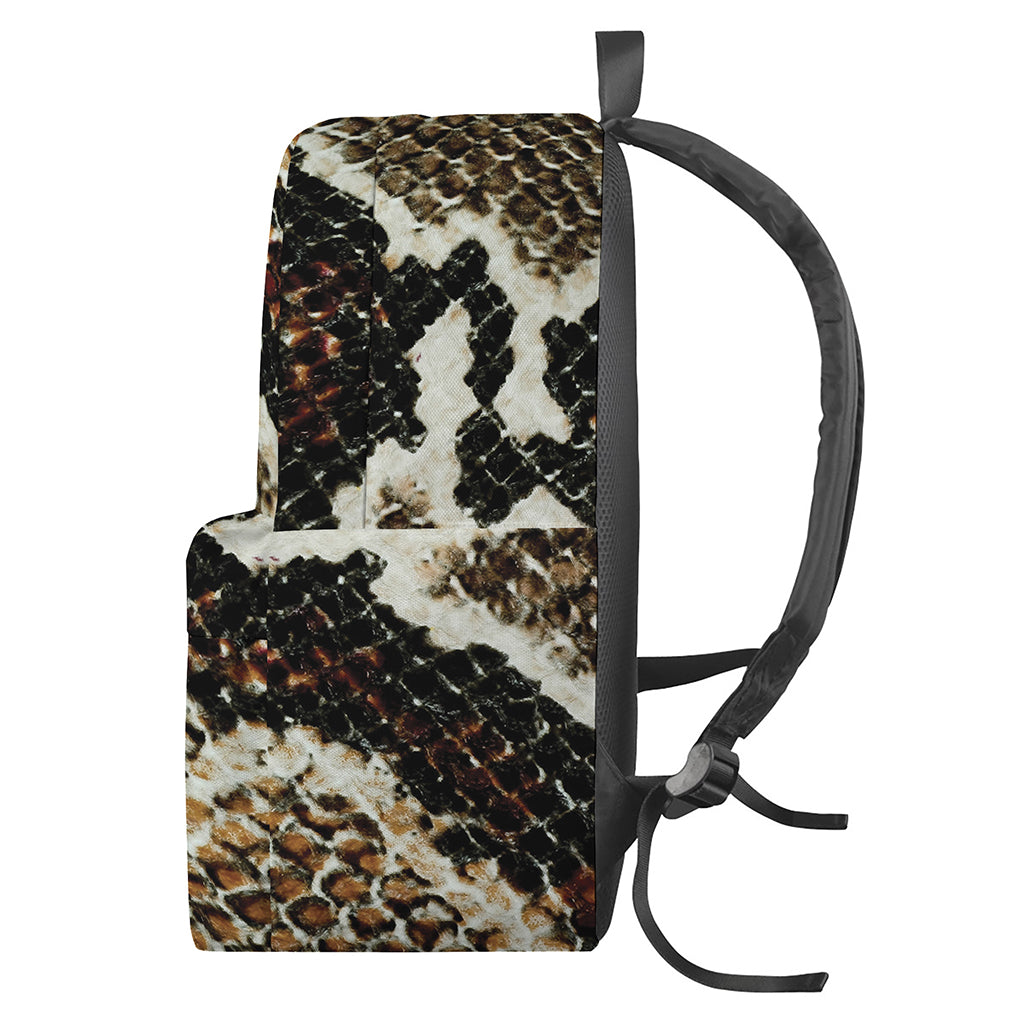 Brown And Black Snakeskin Print Backpack