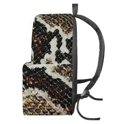 Brown And Black Snakeskin Print Backpack