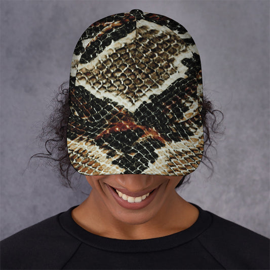 Brown And Black Snakeskin Print Baseball Cap