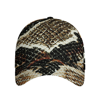 Brown And Black Snakeskin Print Baseball Cap