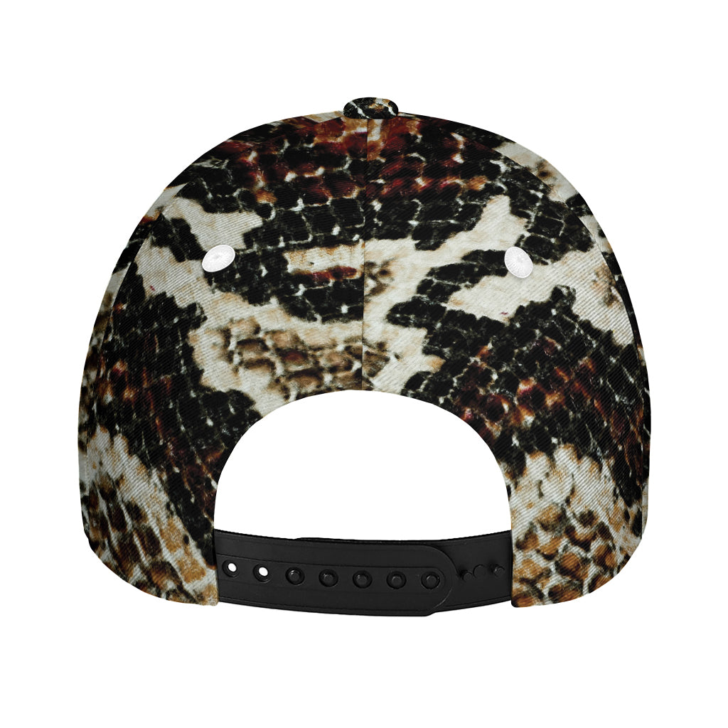 Brown And Black Snakeskin Print Baseball Cap