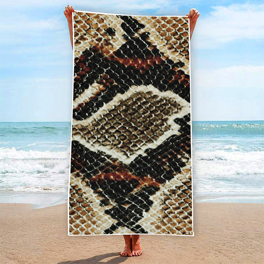 Brown And Black Snakeskin Print Beach Towel