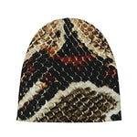 Brown And Black Snakeskin Print Beanie