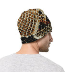 Brown And Black Snakeskin Print Beanie