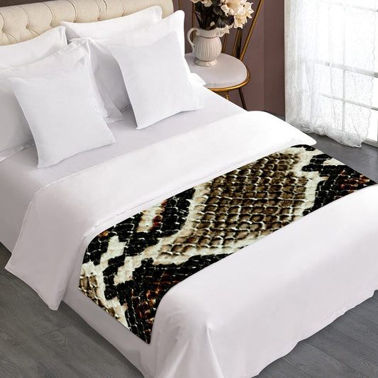 Brown And Black Snakeskin Print Bed Runner