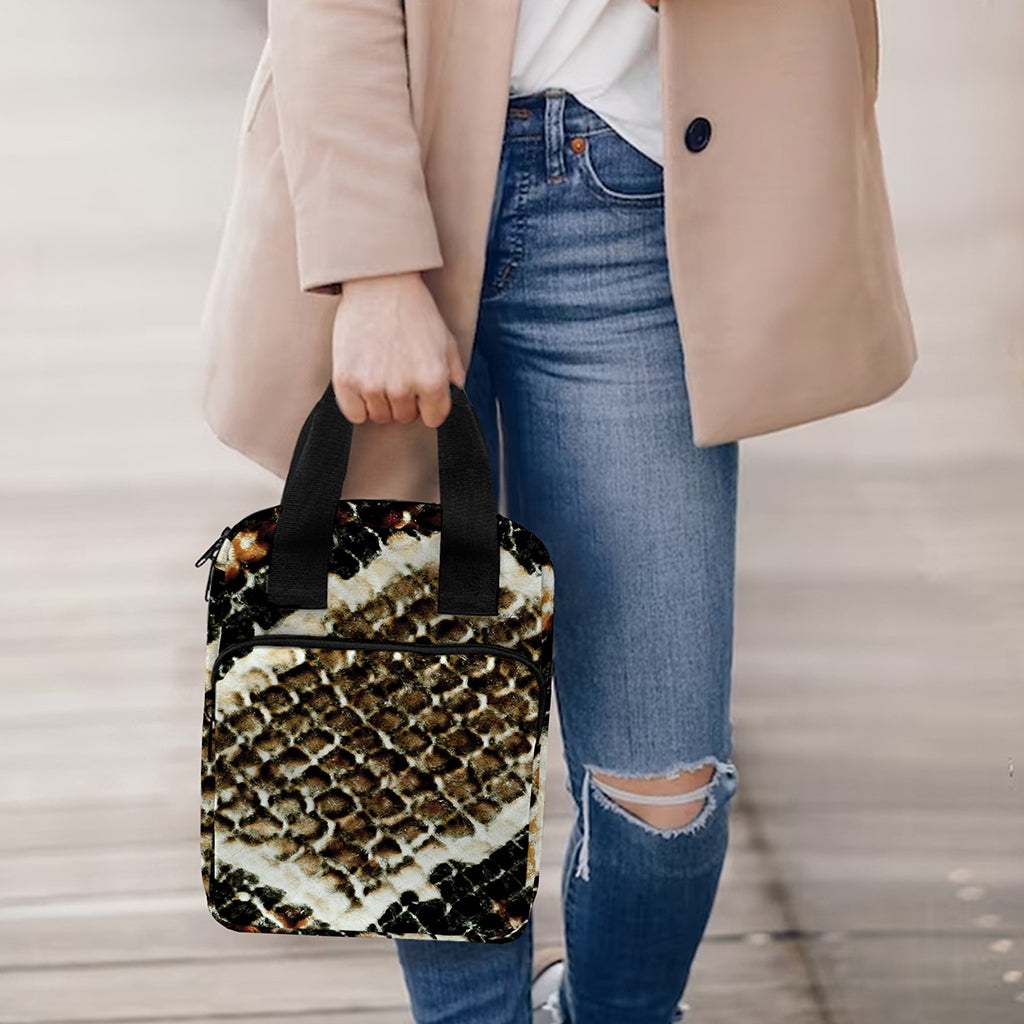 Brown And Black Snakeskin Print Bible Tote Bag