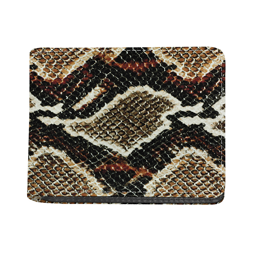 Brown And Black Snakeskin Print Bifold Wallet