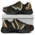Brown And Black Snakeskin Print Black Chunky Shoes