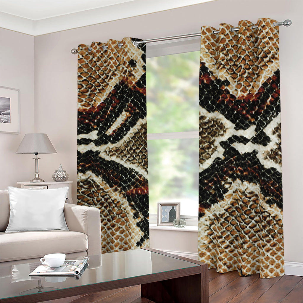 Brown And Black Snakeskin Print Blackout Grommet Curtains