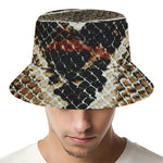 Brown And Black Snakeskin Print Bucket Hat