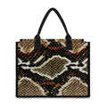 Brown And Black Snakeskin Print Canvas Tote Bag