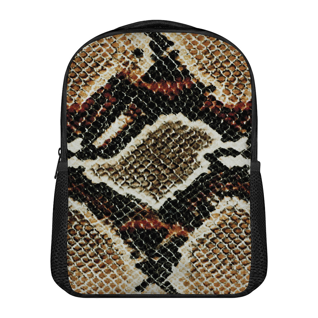 Brown And Black Snakeskin Print Casual Backpack