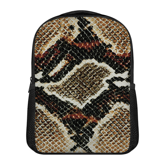 Brown And Black Snakeskin Print Casual Backpack