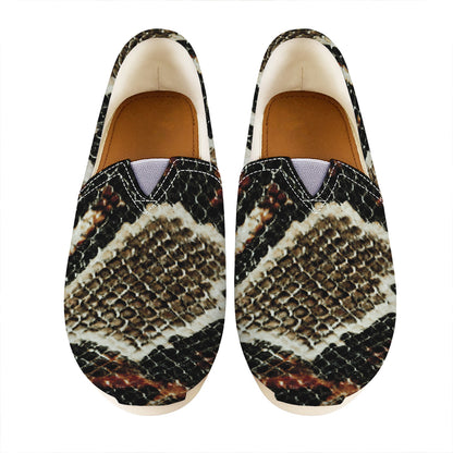 Brown And Black Snakeskin Print Casual Shoes