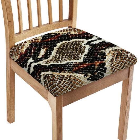 Brown And Black Snakeskin Print Chair Cushion Cover