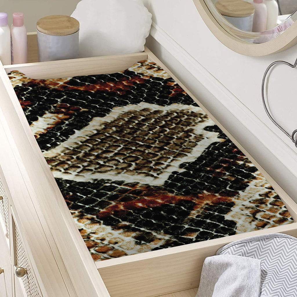 Brown And Black Snakeskin Print Changing Pad Cover