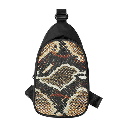 Brown And Black Snakeskin Print Chest Bag