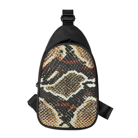 Brown And Black Snakeskin Print Chest Bag