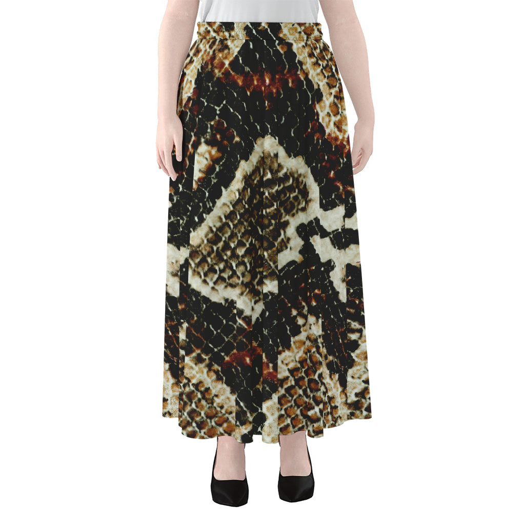 Brown And Black Snakeskin Print Chiffon Maxi Skirt