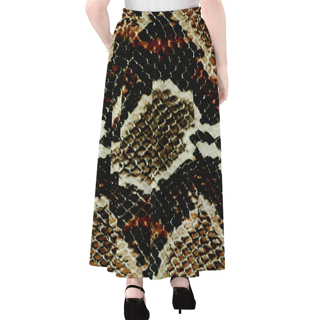 Brown And Black Snakeskin Print Chiffon Maxi Skirt