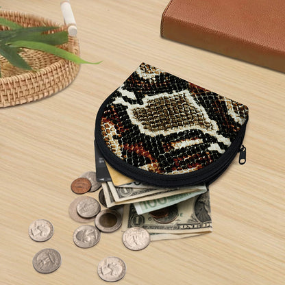 Brown And Black Snakeskin Print Coin Purse