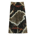 Brown And Black Snakeskin Print Cotton Front Slit Maxi Skirt
