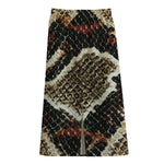 Brown And Black Snakeskin Print Cotton Front Slit Maxi Skirt