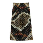 Brown And Black Snakeskin Print Cotton Front Slit Maxi Skirt