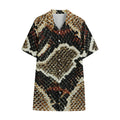 Brown And Black Snakeskin Print Cotton Hawaiian Shirt
