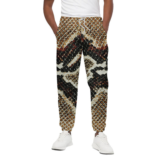 Brown And Black Snakeskin Print Cotton Pants