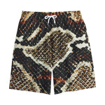 Brown And Black Snakeskin Print Cotton Shorts
