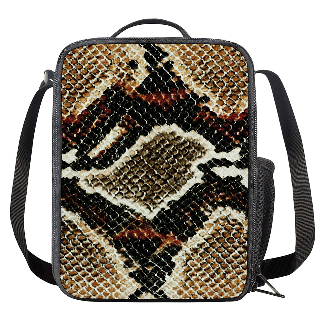 Brown And Black Snakeskin Print Crossbody Lunch Bag