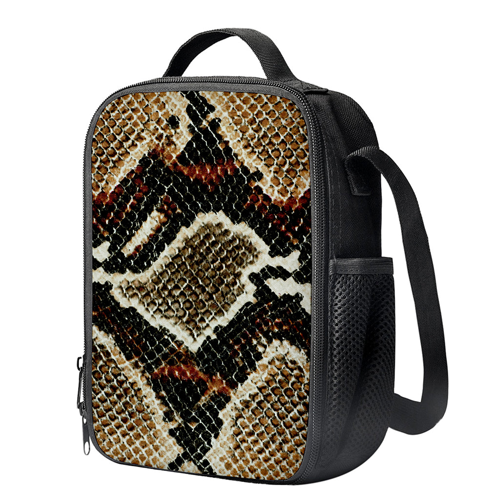 Brown And Black Snakeskin Print Crossbody Lunch Bag