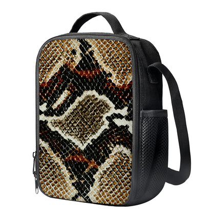Brown And Black Snakeskin Print Crossbody Lunch Bag