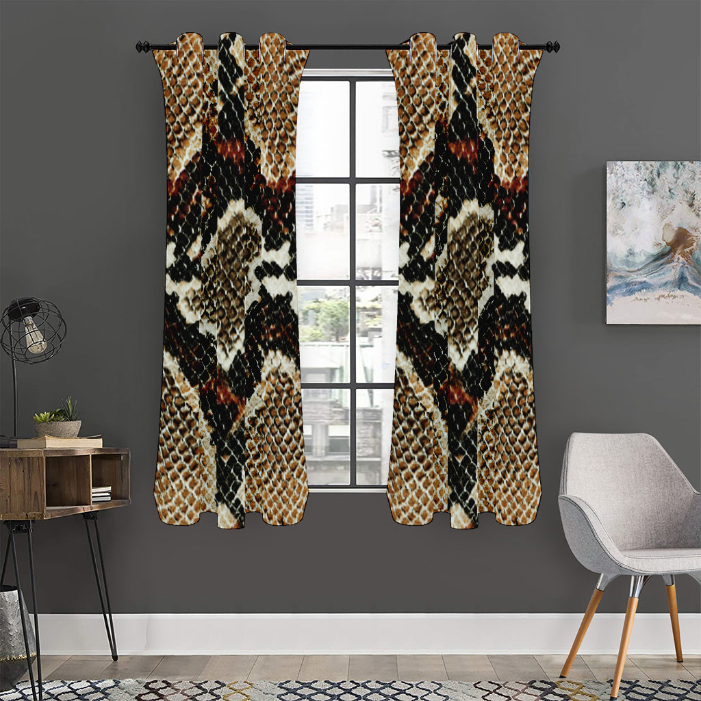 Brown And Black Snakeskin Print Curtain