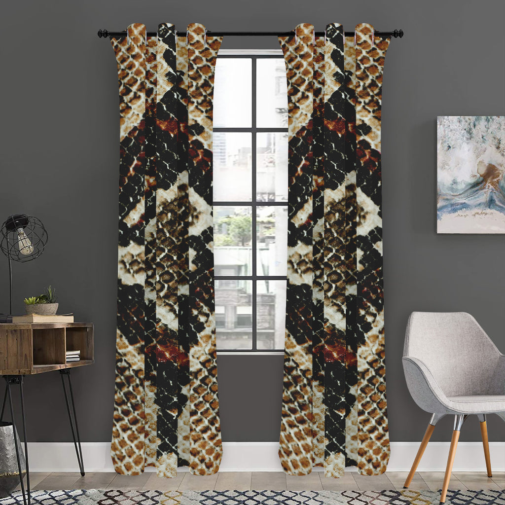 Brown And Black Snakeskin Print Curtain