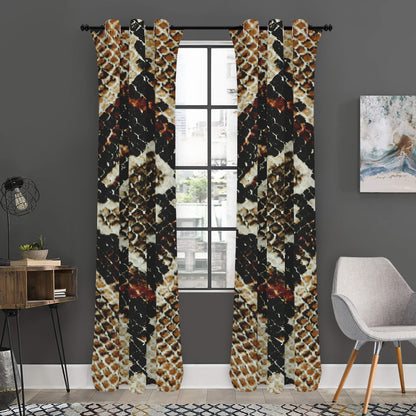 Brown And Black Snakeskin Print Curtain