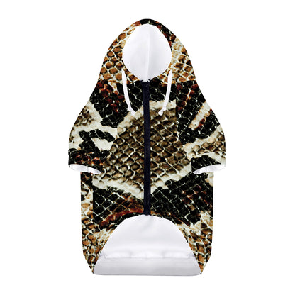 Brown And Black Snakeskin Print Dog Zip Up Hoodie