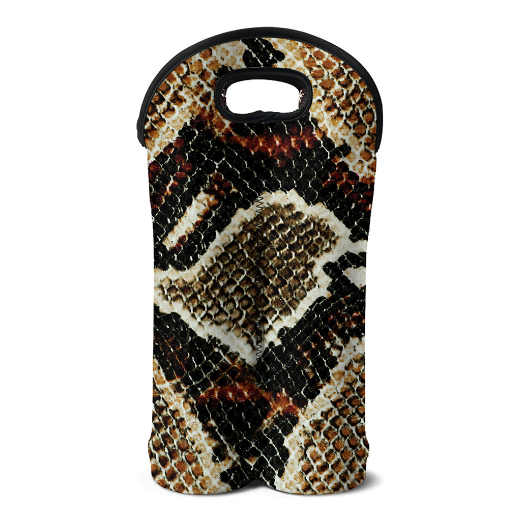 Brown And Black Snakeskin Print Double Neoprene Wine Tote